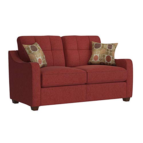 ACME Furniture Cleavon II Loveseat with 2 Pillows, Red Linen
