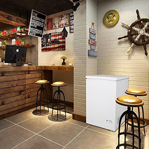 YZJC 3.5 Cu Ft Chest Freezer, Adjustable Themostat, with Removable Basket, from 7℉ to -8℉ Free Standing Compact Fridge Freezer for Home/Kitchen/Office/Bar
