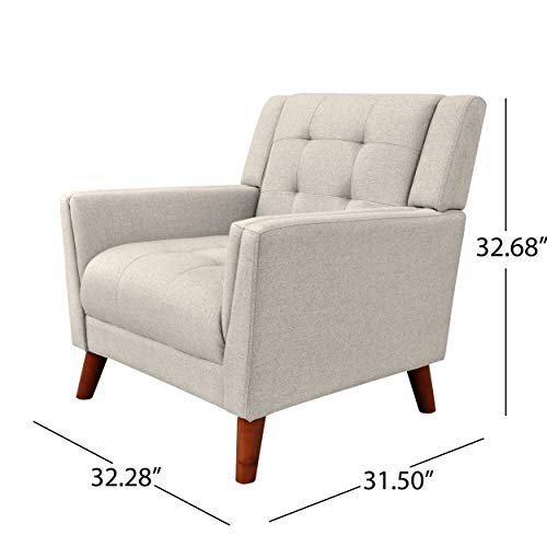 Christopher Knight Home Evelyn Mid Century Modern Fabric Arm Chair, Beige & Walnut (305538)
