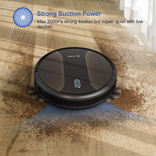 Coredy R580 Robot Vacuum Cleaner, Wi-Fi, App Controls, Work with Alexa, Sweep and Mop, 2000pa Strong Suction, Virtual Boundary Supported, Slim, Quiet Robotic Vacuum Cleaner Cleans Hard Floor to Carpet