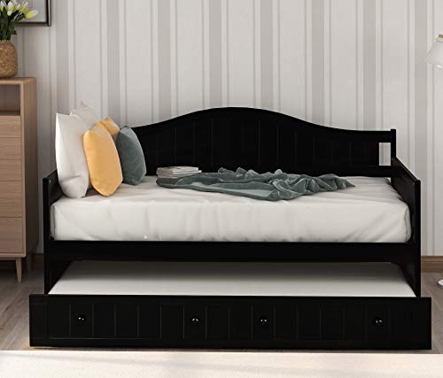 Harper & Bright Designs Wood Daybed with a Trundle, Twin Trundle Daybed Sofa Bed Frame for Bedroom, Guest Room, Living Room