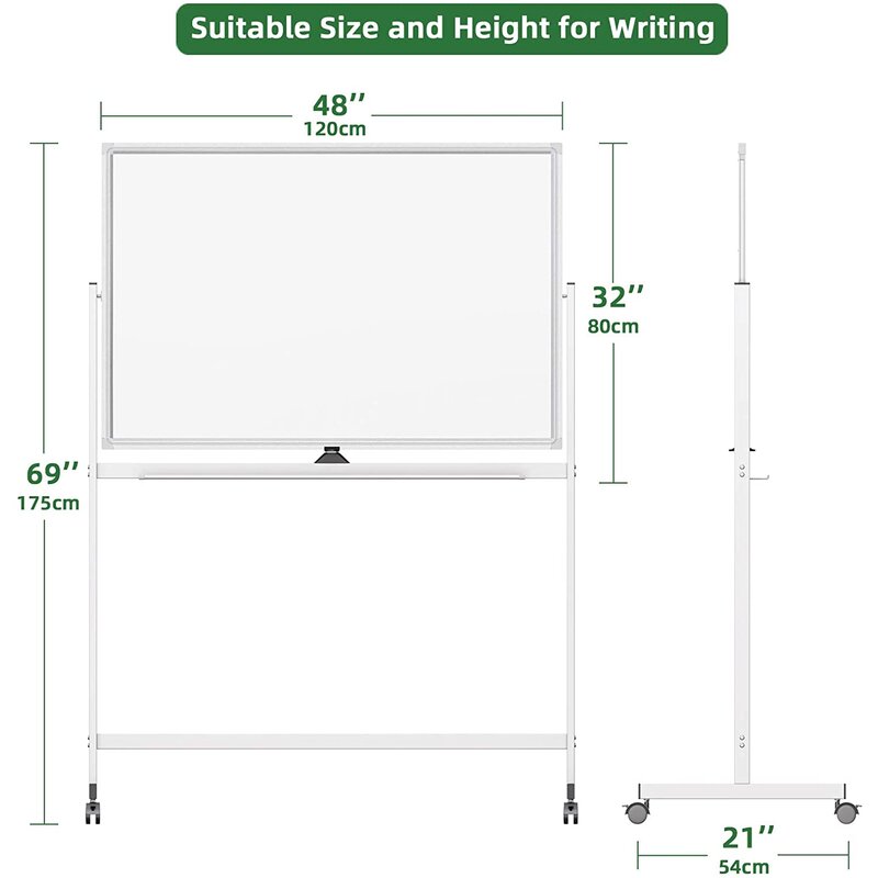 Magnetic Mobile Whiteboard Dry Erase Board 48