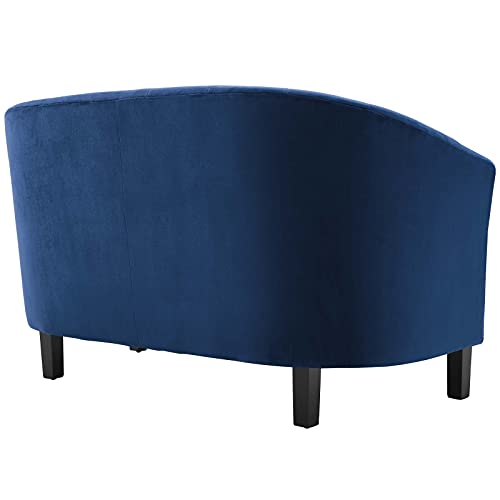Modway Prospect Channel Tufted Upholstered Velvet Loveseat, Navy