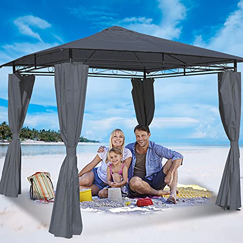 10'x13' Big Outdoor Canopy Tent with Sidewalls, Gazebos for Patios as Poolside Garden 10-12 Person (Gray, 10'x13')