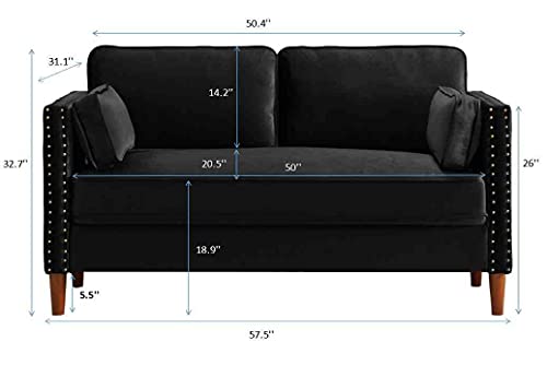 Cotoala 2 Piece Living Room Sectional Sofa Sets, Modern Upholstered Couch Furniture, One Three-Seat Chair & Loveseat, 2+3, Black