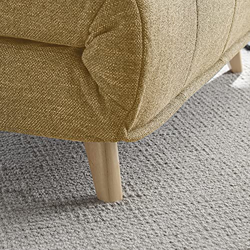 Volans Modern Modular Sectional Sofa Couch with Wood Legs, Convertible Chair 3-in-1 Multi Function Fold Down Sofa Bed with 3 Position Adjustable Backrest, 1 PCS, Yellow