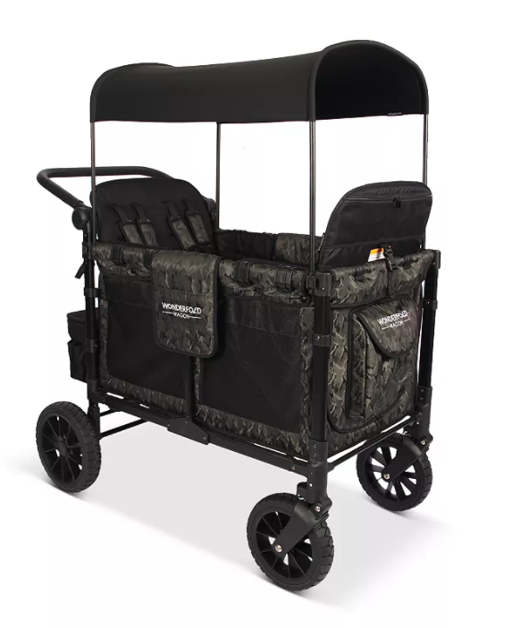 WonderFold W4 Luxe Push/Pull 4-Passenger Quad Stroller Wagon Green Camo New