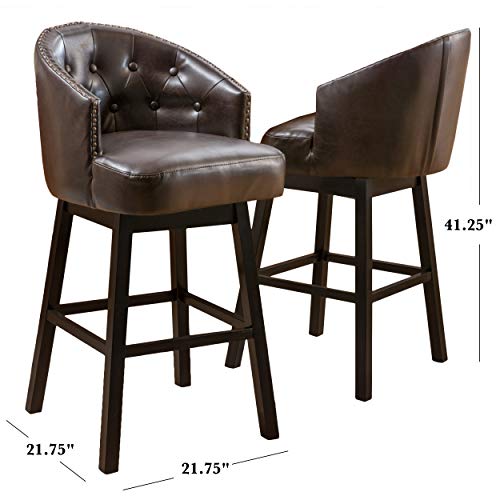 Christopher Knight Home Ogden KD Swivel Barstool (2 piece set) - Brown