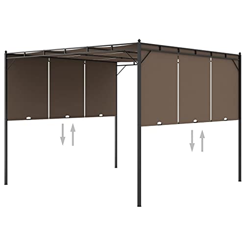 vidaXL Garden Gazebo with Side Curtain 13.1'x9.8'x7.4' Taupe