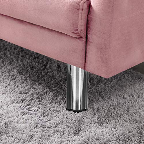 Melpomene Futon Sofa Bed Convertible Sleeper Sofa Couch wit Armrests Modern Velvet Sofa Bed for Living Room Office Folding Recliner Futon Couch with Metal Legs (Pink, Velvet + Metal Legs.)