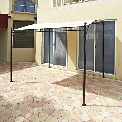 The Lakeside Collection Sunshade Awning Gazebo with Polyester Shade, Steel Stand