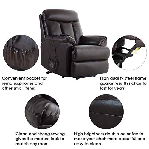 Power Lift Chair Recliner Chairs -Reclining Sofa Chair Lift PU Leather Living Room with Heavy Duty Mechanism & Remote