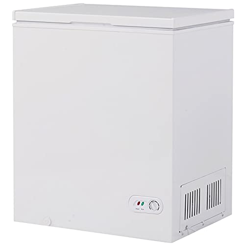 Chest Freezer with Removable Storage Basket,Top Open Door Freezing Machine for Home and Kitchen Dorm Bar Office,7 Temperature Settings (27.3'' x 20.8'' x 32.9'', 5.0 cu.ft)