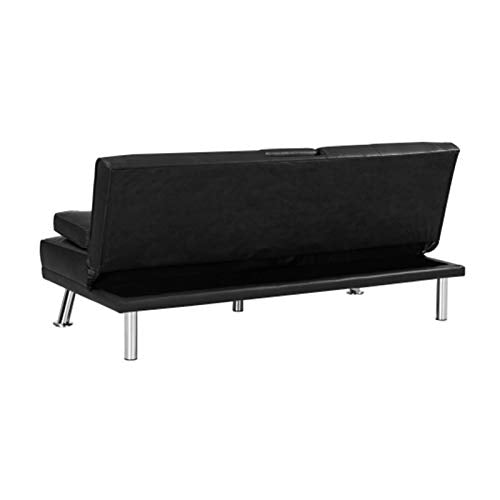 ALBBMY Convertible Folding Recliner Sofa Bed Sleeper Black Pu