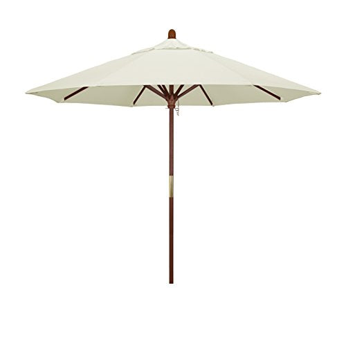 California Umbrella 9' Rd. Wooden Market Umbrella, Push Open Pin Stop , Sunbrella Canvas