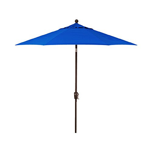 9-Foot Treasure Garden (Model 920) Push Button-Tilt Market Umbrella with Bronze Frame and Obravia2 Fabric: Cobalt