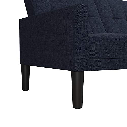 DHP Haven Small Space Sectional Futon Sofa, Blue Linen