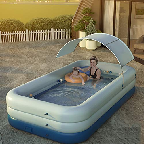 Self-Inflating Swimming Pool, Family Paddling Pool, Thickened Square Swimming Pool with Sun-Proof Shed, Suitable for Children, Above Ground, Backyard, Outdoor