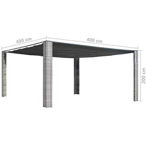 vidaXL Outdoor Gazebo - Extra Large BBQ Grill Pergola with Sun Shade Gazebo Canopy Canopy,UV Resistant Fabric，Retractable Canopy Pergola，157.4x157.4x78.7 inch Gray and Anthracite