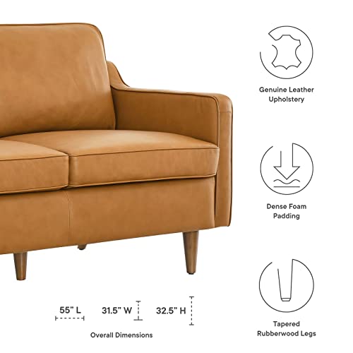 Modway Impart Upholstered Leather Loveseat, Tan