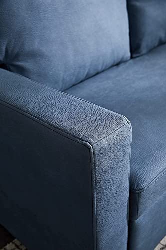 GAOPAN PU Leather Sectional Sofa L-Shaped 3 Seater Corner Sofá with Storage Lounge Chaise Convertible Pull-Out Sleeper Couch Bed for Living Room Furniture Sets & Apartment, Blue