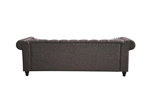 ACME Aurelia Gray Linen Sofa with 2 Pillows