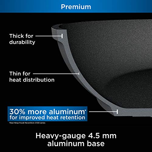 Ninja Foodi NeverStick Premium Hard-Anodized 12-Piece Cookware Set, nonstick, durable, oven safe to 500°F, slate grey, C39800