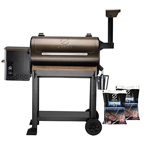 Z GRILLS 2021 New Model Wood Pellet Grill BBQ Smoker Outdoor Cooking ZPG-550C with Two bags of fruit-wood flavor of Z Grills wood pellets(20lbs/Bags))