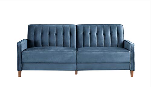 Container Furniture Direct Anastasia Mid Century Modern Velvet Uphostered Tufted Convertible Sleeper Sofa, 81