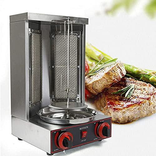 PIVTXRQS Rotating Barbecue, Electric Vertical Broiler Kebab Gyro Grill Machine with Burners Stainless Steel Automatic,Silver