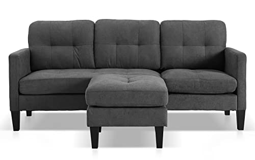 LEISU Convertible Sectional Sofa Couch, L-Shaped Couch Modern Sofa Set with Reversible Chaise for Small Living Room, Apartment and Small Space (Grey)