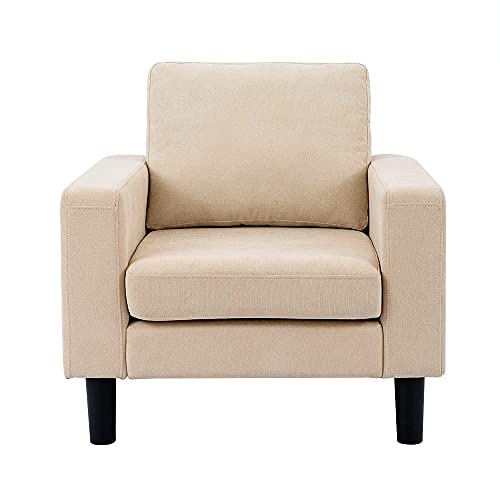 Living Room Sofa Set 2 Piece Fabric Sofa Couch Set, 3 Seat Sofa& Single Arm Chair, Cream