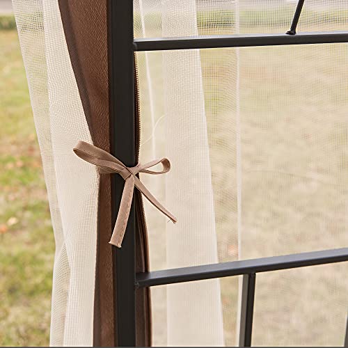 Outsunny 10' x 10' Steel Fabric Rectangle Outdoor Gazebo with Mesh Curtain Sidewalls