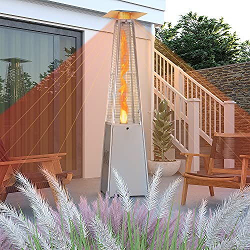 LAUSAINT HOME Propane Patio Heater for Outside,42,000BTU Pyramid Outdoor Heater Quartz Glass Tube Flame Heater for Backyard Garden