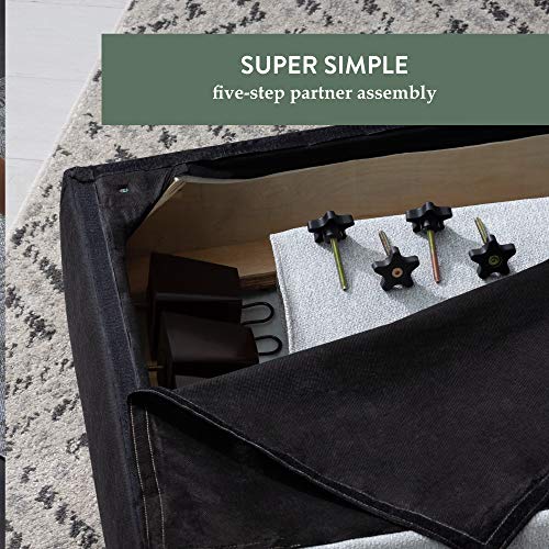 Edenbrook Lynnwood Upholstered Sofa with Square Arms and Tufting-Bolster Throw Pillows Included, Light Grey