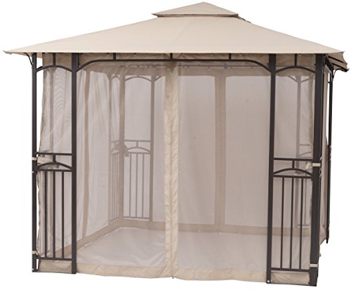 SORARA 10 x 10 Feet Gazebo Soft Top Cabana Fully Enclosed Garden Canopy with Mosquito Netting, for Garden Outdoor Event, Cabana Party, Party Canopy, Brown Khaki Beige