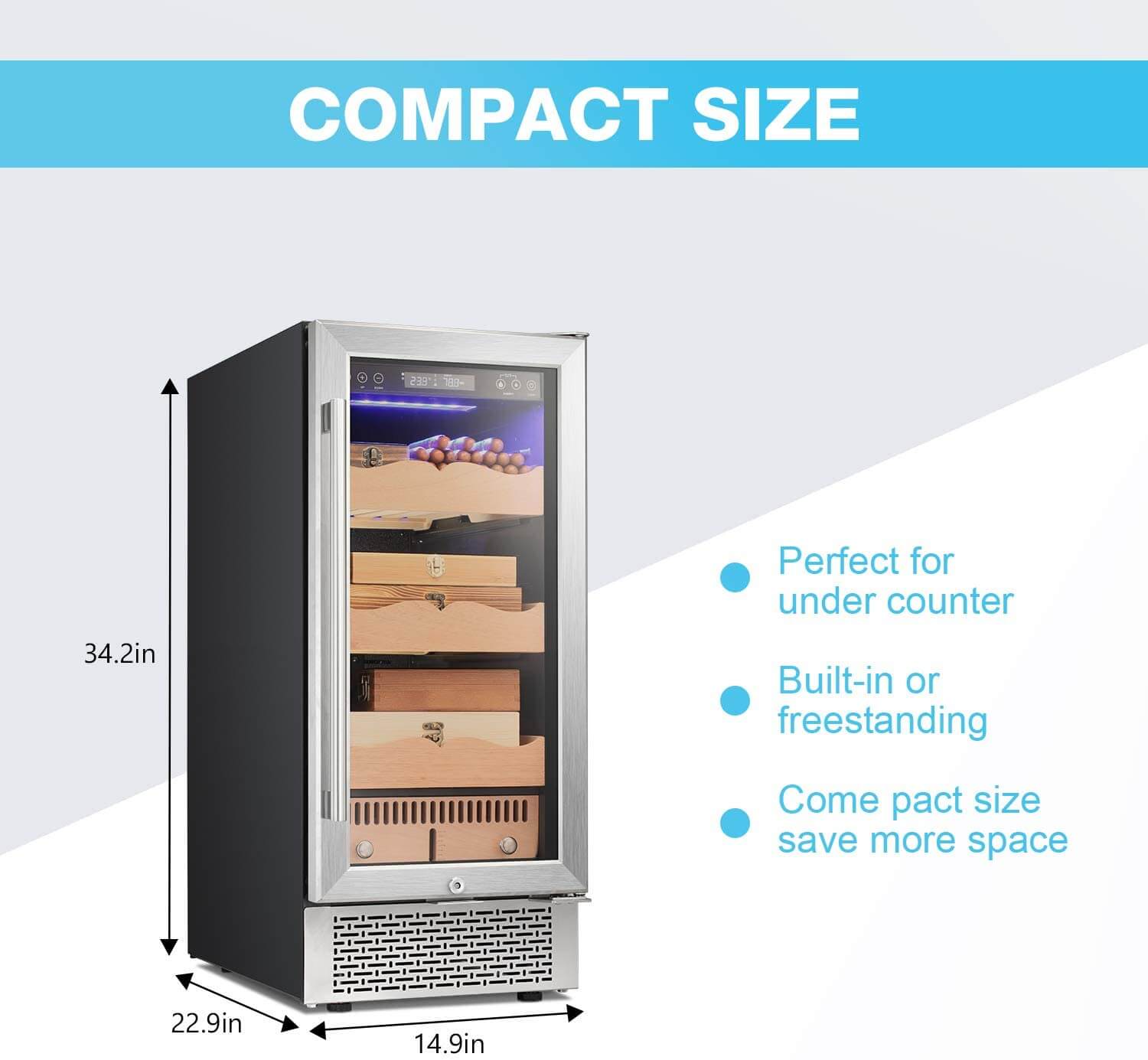 Antarctic Star X51 15 Inch Electric Cigar Humidor Touch Panel Silver New