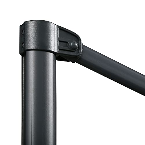 Outsunny 10' Patio Umbrella Outdoor Cantilever Aluminum Offset Umbrella Sun Shade with LED Solar Lights, 360° Rotation, 4 Adjustable Tilt Angles and Cross Base, Dark Grey