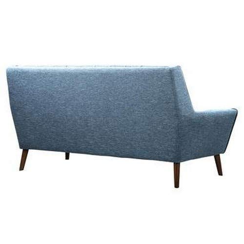 Armen Living Cobra Sofa in Blue Linen and Walnut Wood Finish