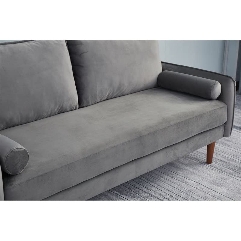 Kingway Furniture Baron Velvet Living Room Sofa in Gray