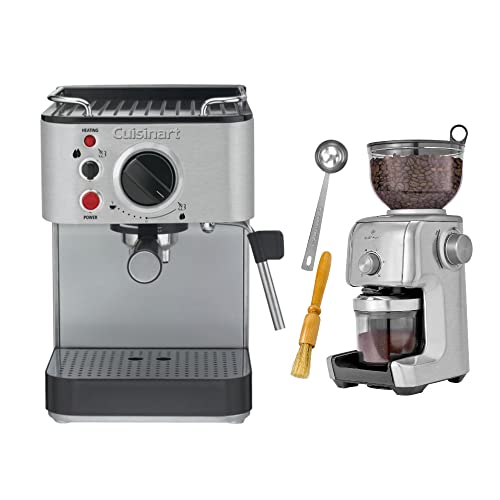 Cuisinart EM-100 Stainless Steel Espresso Maker with Conical Burr Coffee Grinder Bundle (2 Items)