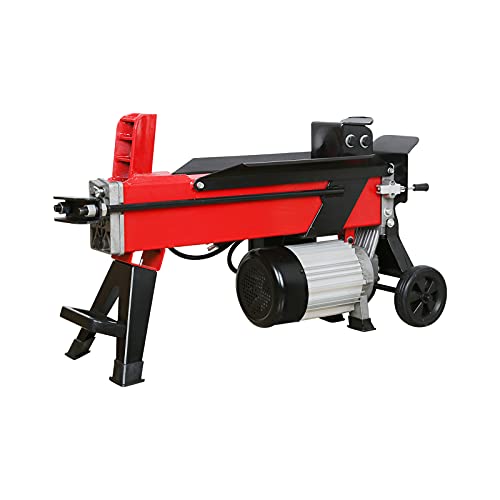 FYYF Electric Log Splitter, 5-Ton Horizontal Hydraulic System Wood Log Splitters, 1500W / 15 Amp Electric Wood Splitter Firewood Splitter with 6in Durable Transportation Wheels, Red