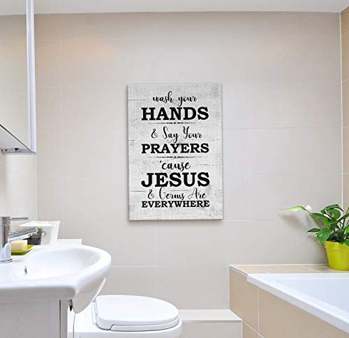 Wash Your Hands & Say Your Prayers Bathroom Christian Wall Art (24x36 inch)