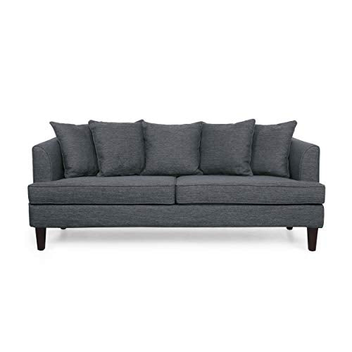Christopher Knight Home Fairburn 3 Seater Sofa, Charcoal + Espresso