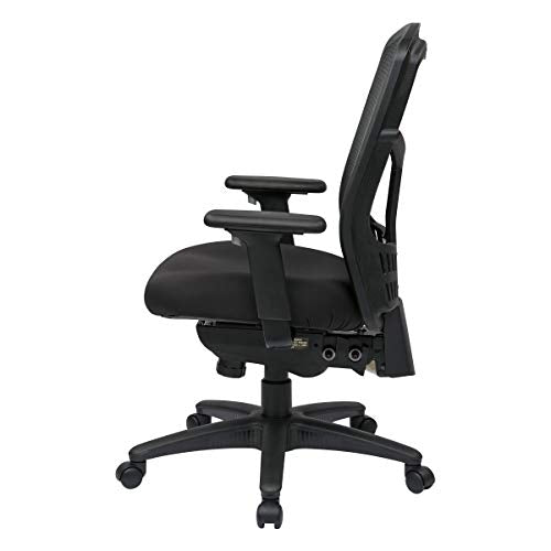 Office Star ProGrid High Back Managers Chair with Adjustable Arms, Multi-Function and Seat Slider (Black)