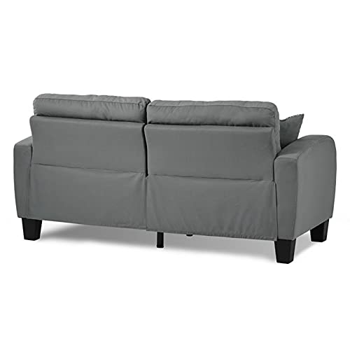 Pemberly Row Upholstered Sofa with 2 Pillows in Gray