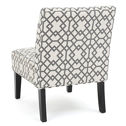 GDF Studio Kendal Contemporary Fabric Slipper Accent Chair (Set of 2), Gray Geometric Pattern and Matte Black