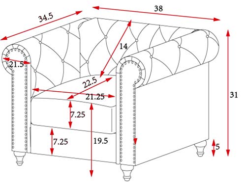 Kingway 3pcs Living Room Fabric Couch Sofas, 1 SEAT, Gray