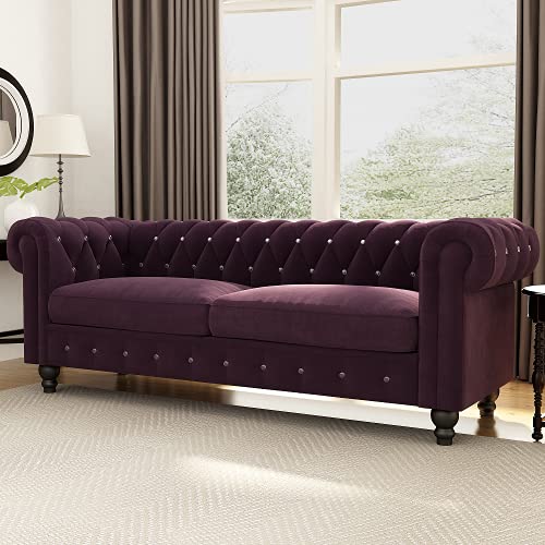 Timpfee Traditional 3-Seat Sectional Sofa,Upholstered Velvet Sofa Couch, Living Room Sectional Sofa Set with Scrolled for Home, Apartment, Dorm, Bonus Room, Compact Spaces, Office, Living Room