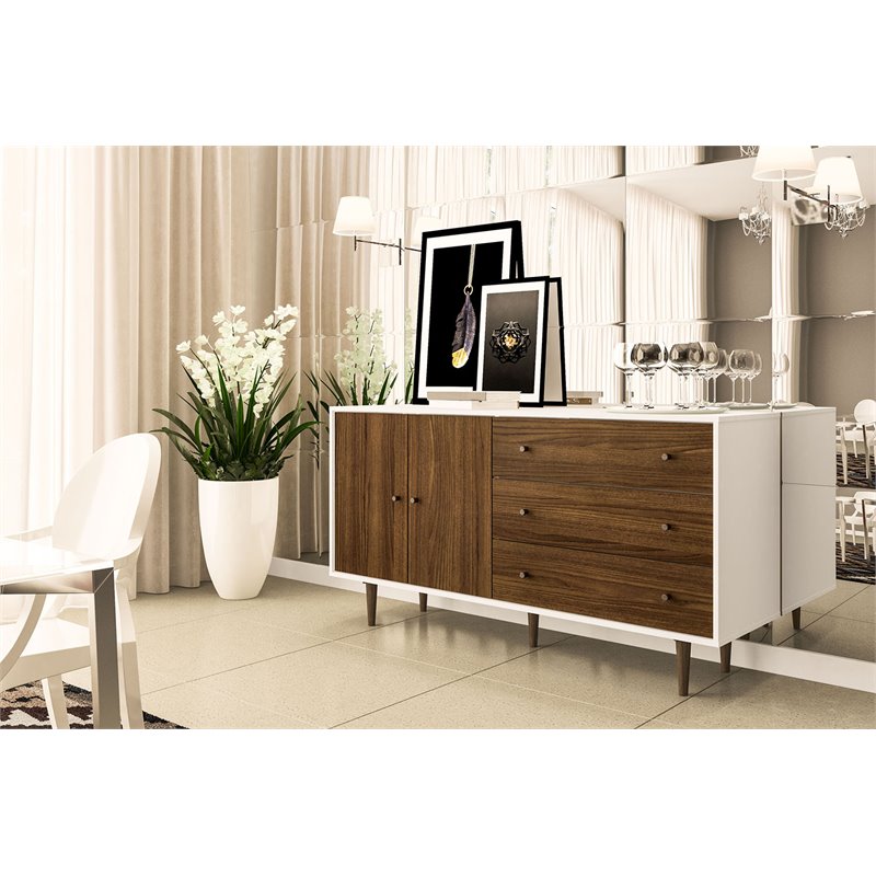 Pasadena Engineered Wood 2 Door & 3 Drawer Sideboard - White/Brown